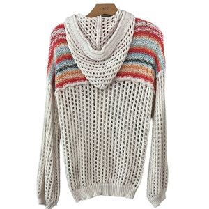 Emmer brand from Emmer & Oat zip up striped hoodie sweater. CL43